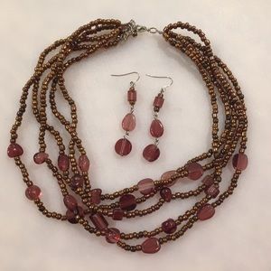 Beaded Necklace and Earrings Set
